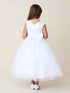 Girls Sparkle Blossom White Flower Girl Dress with Cascading Bead & Sequin Bodice, Sizes 2-18